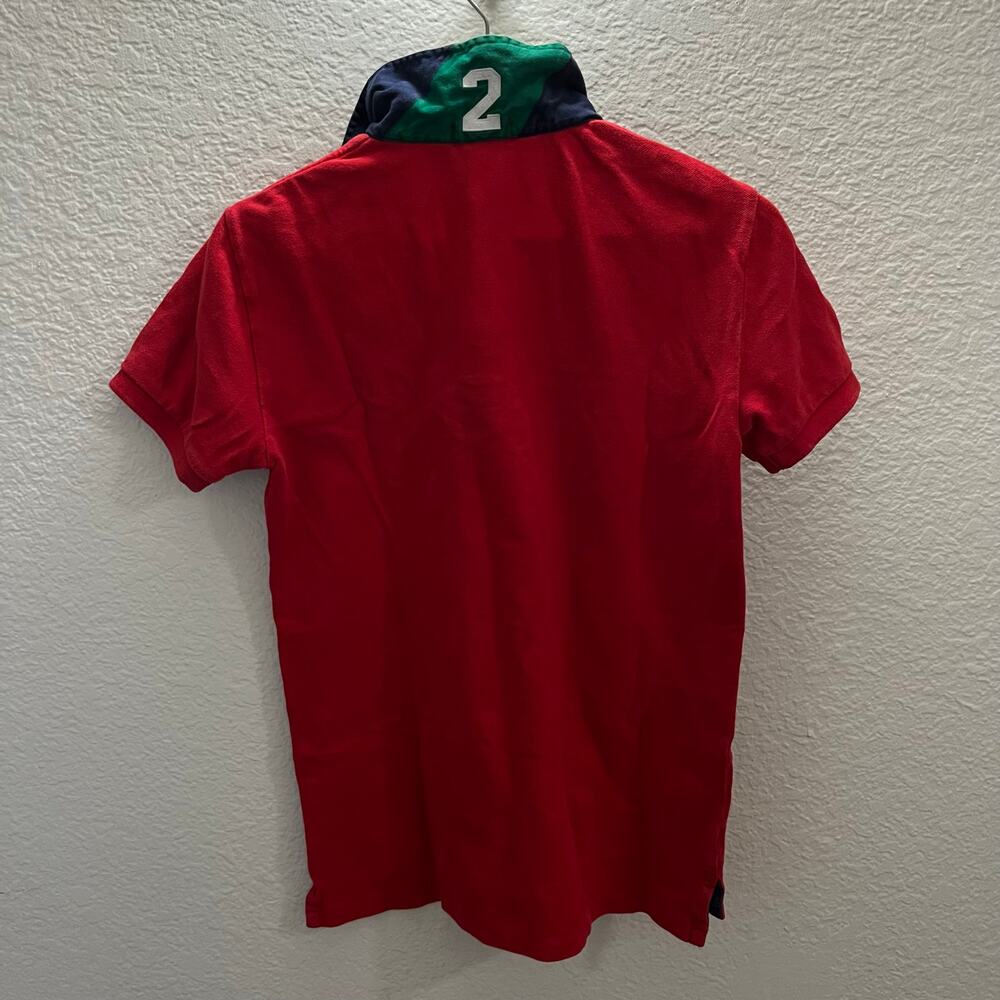 Polo Ralph Lauren Big Pony #2 Red Mesh Polo Shirt Youth L 16/18 Preppy Y2K Rugby - Picture 3 of 9